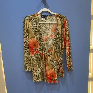 Floral Leopard Print Wrap Top
